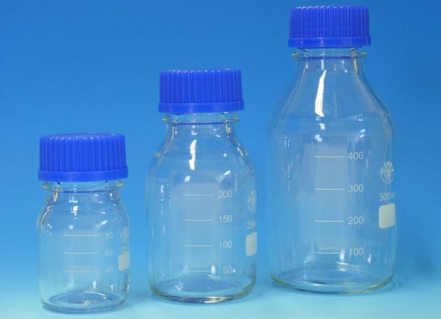 Glass bottle w/Blue screw cap
